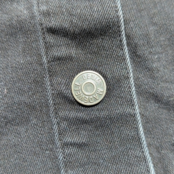 Madewell High Waisted Black Wash Button Front A-Line Denim Jean Mini Skirt 25 - Picture 6 of 11